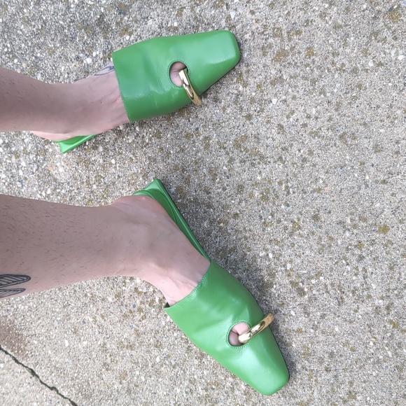 Tory Burch Pierced Mules Green Size 9.5 - Picture 2 of 8